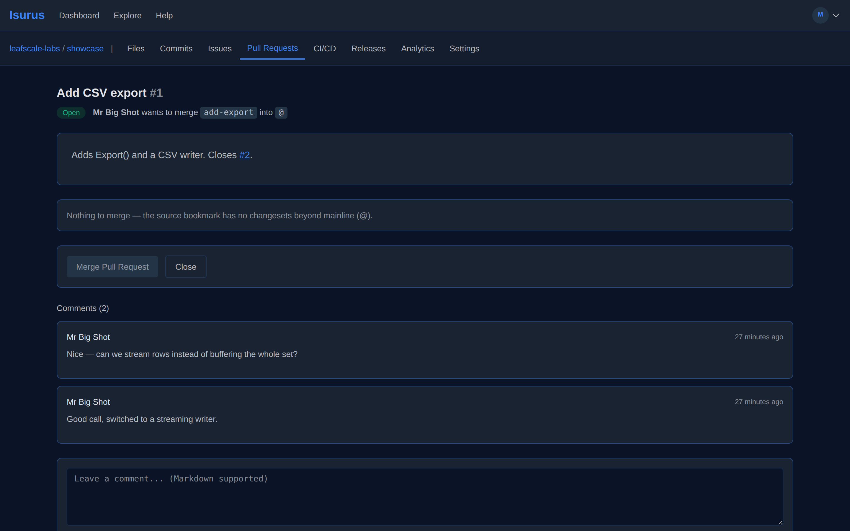 Isurus pull request review